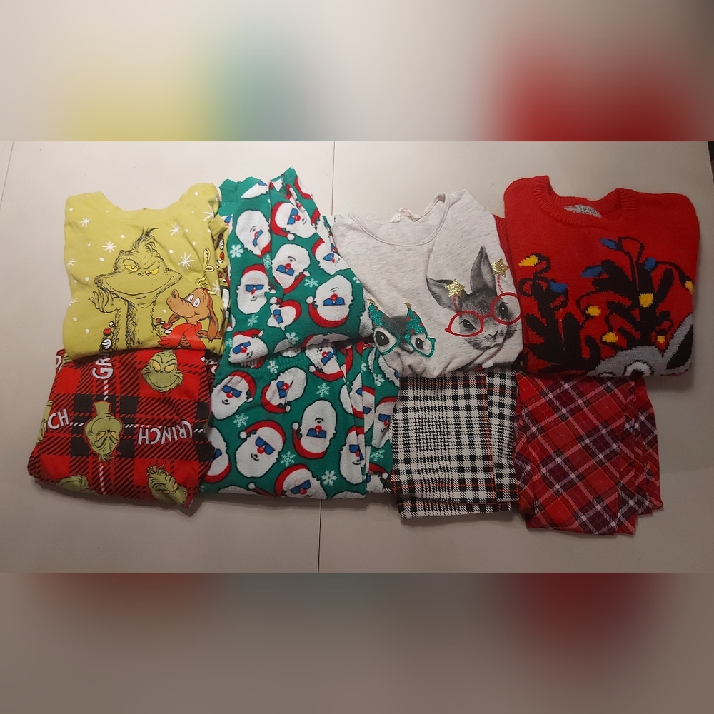 Festive Santa and Reindeer Kids Pajama Set